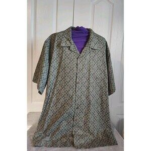 L.L. Bean Green Pattern Short Sleeve Button Up Traditional Fit Size XLarge Tall